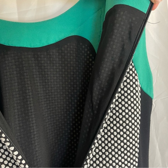 DONCASTER Women’s Black White Green Dot Sleeveless Sheath Pencil Dress Size 2 - Picture 11 of 12